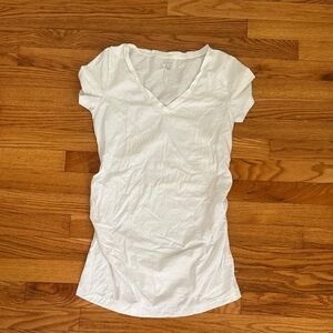 Gap Maternity White V-Neck Short Sleeve Tee